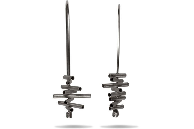 silver pipe earrings