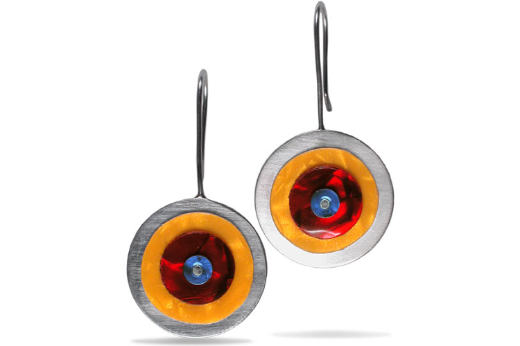 orange & red circle earrings