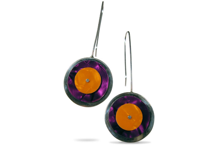 orange & purplecircle earrings